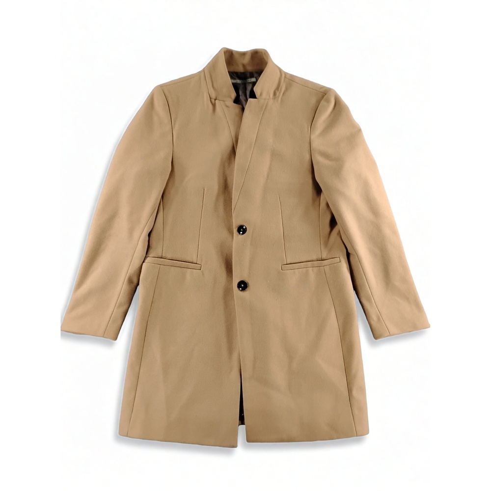 Zara Man Peacoat Large Wool Blend Minimalist Smart Casual Winter City Overcoat
